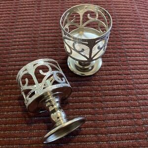 NEW BATH AND BODY WORKS MINI CANDLE HOLDER SET SILVER GLITTER SWIRL